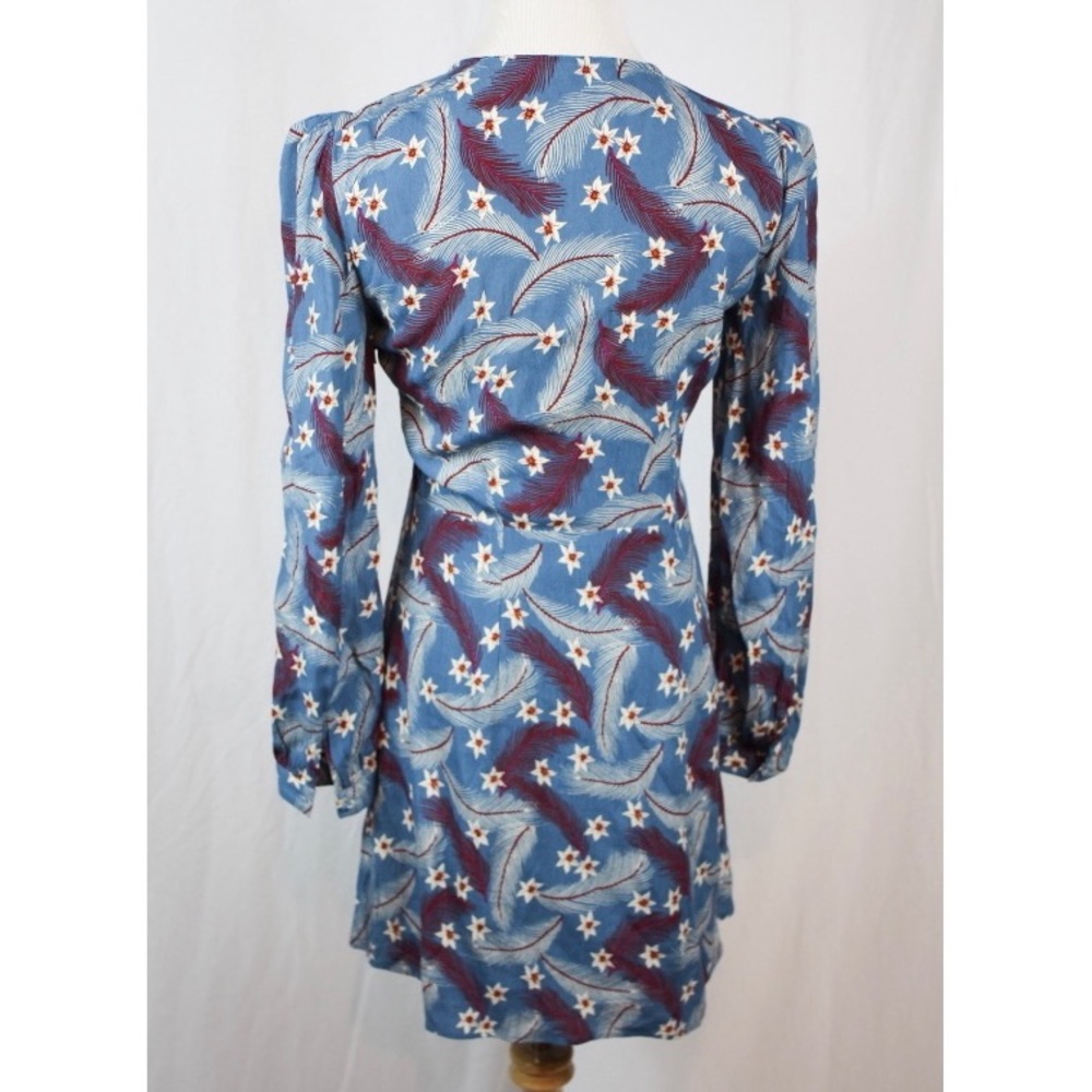 & Other Stories Blue Floral Faux Wrap Mini Dress 4 - Picture 2 of 10